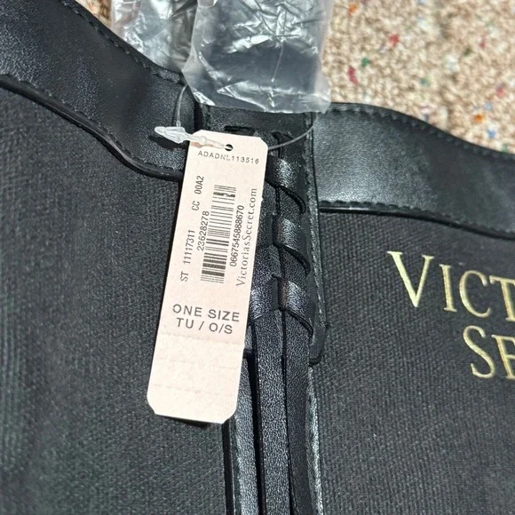 Victoria's Secret Black‎ Canvas Tote Bag Large – NWT - Picture 6 of 13